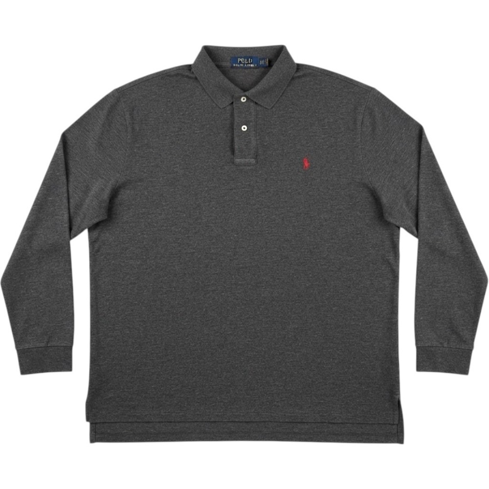 Polo Ralph Lauren Mens 4XB Big & Tall Long Sleeve Polo Charcoal Gray Cotton